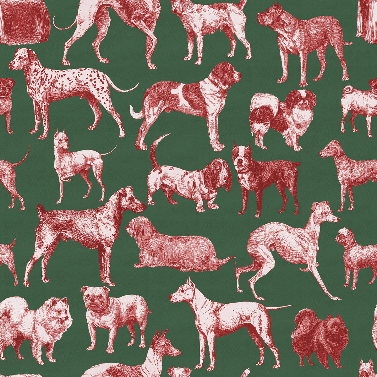 Dogs, Red Tan Mural Wallpaper - pure wallpaper artwork