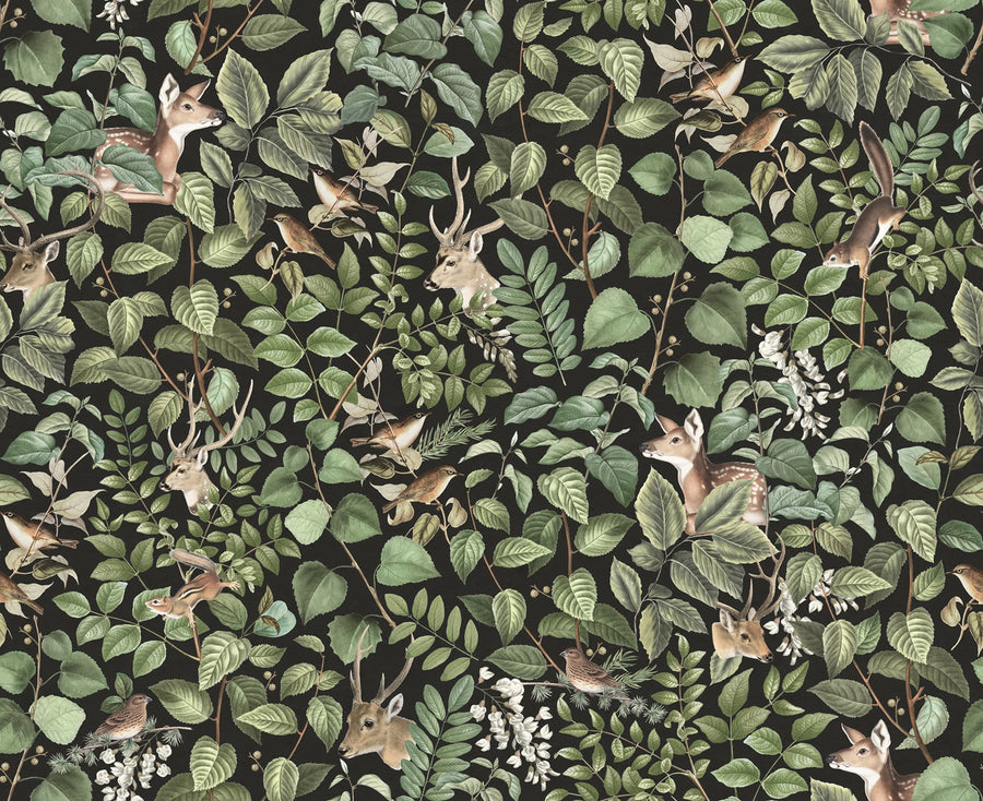 Forest Animals, Dark Mural Wallpaper