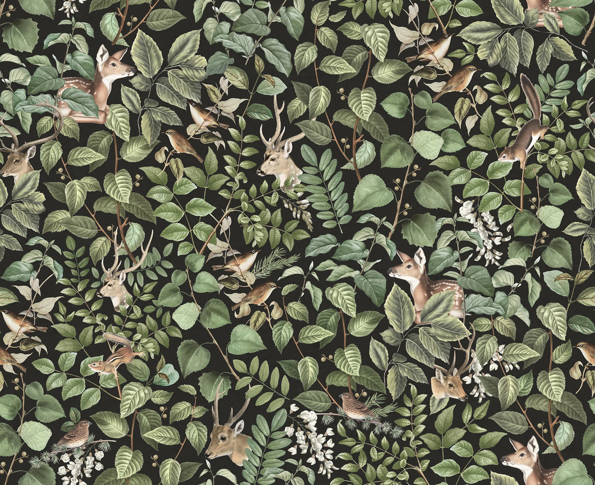 Forest Animals, Dark Mural Wallpaper - pure wallpaper artwork