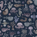 Sea Life, Navy Blue Mural Wallpaper - pure wallpaper artwork