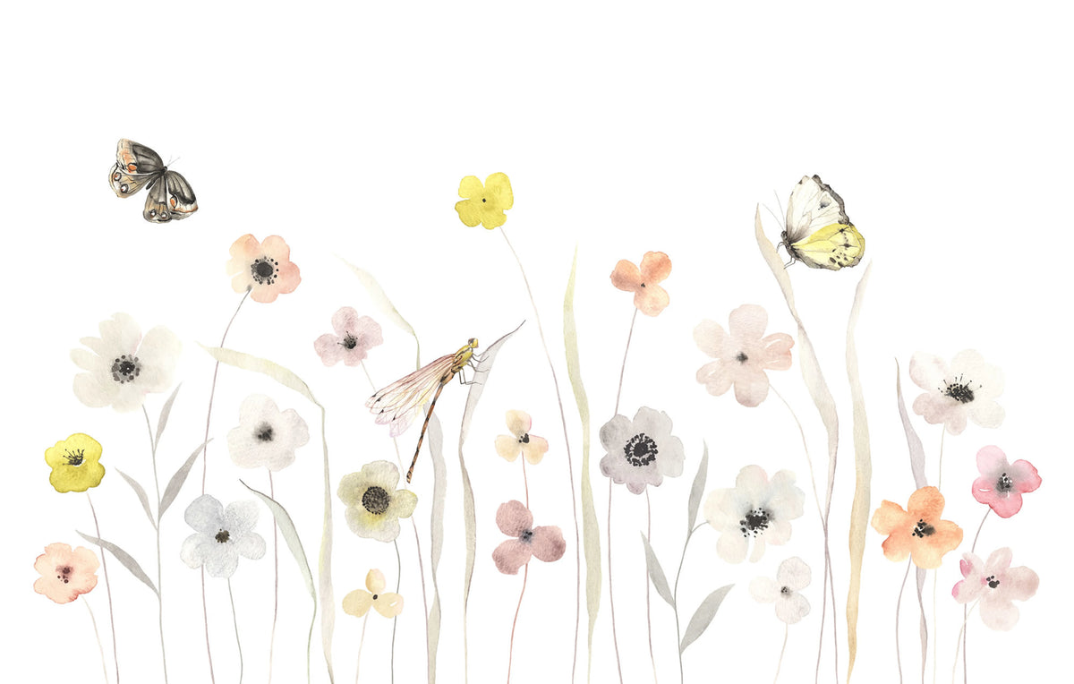 Pastel Flowers Mural Wallpaper - pure wallpaper artwork
