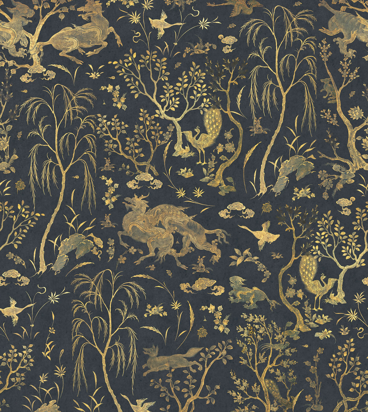 Dragon Garden, Gold Mural Wallpaper - pure wallpaper artwork