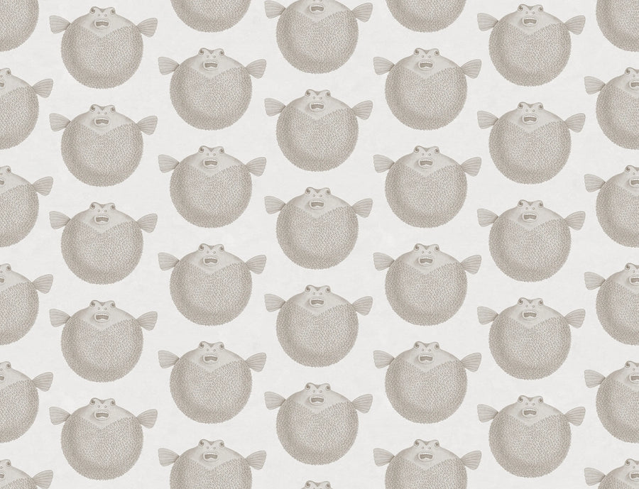 Puffer Fish, White Mural Wallpaper