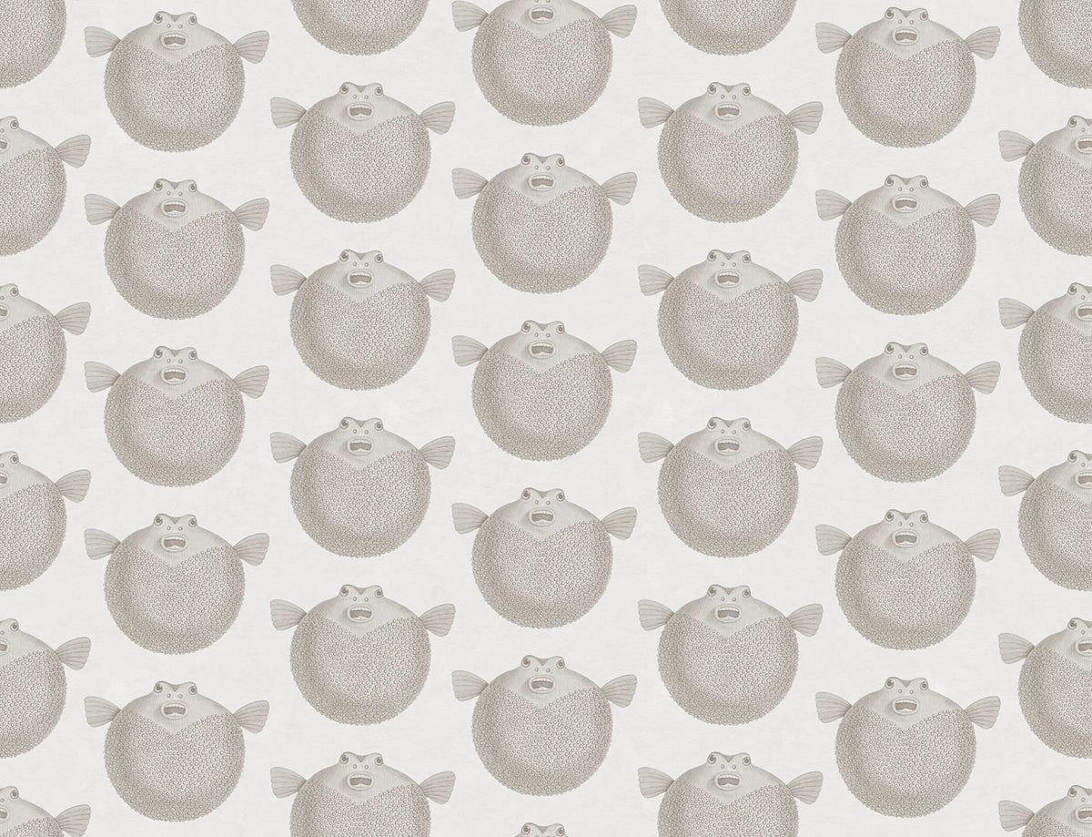 Puffer Fish, White Mural Wallpaper - pure wallpaper artwork