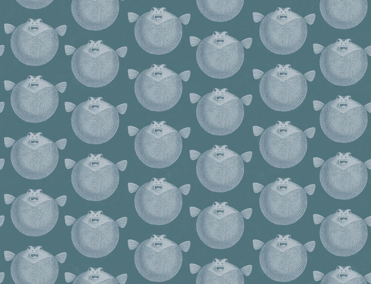 Puffer Fish, Blue Mural Wallpaper - pure wallpaper artwork