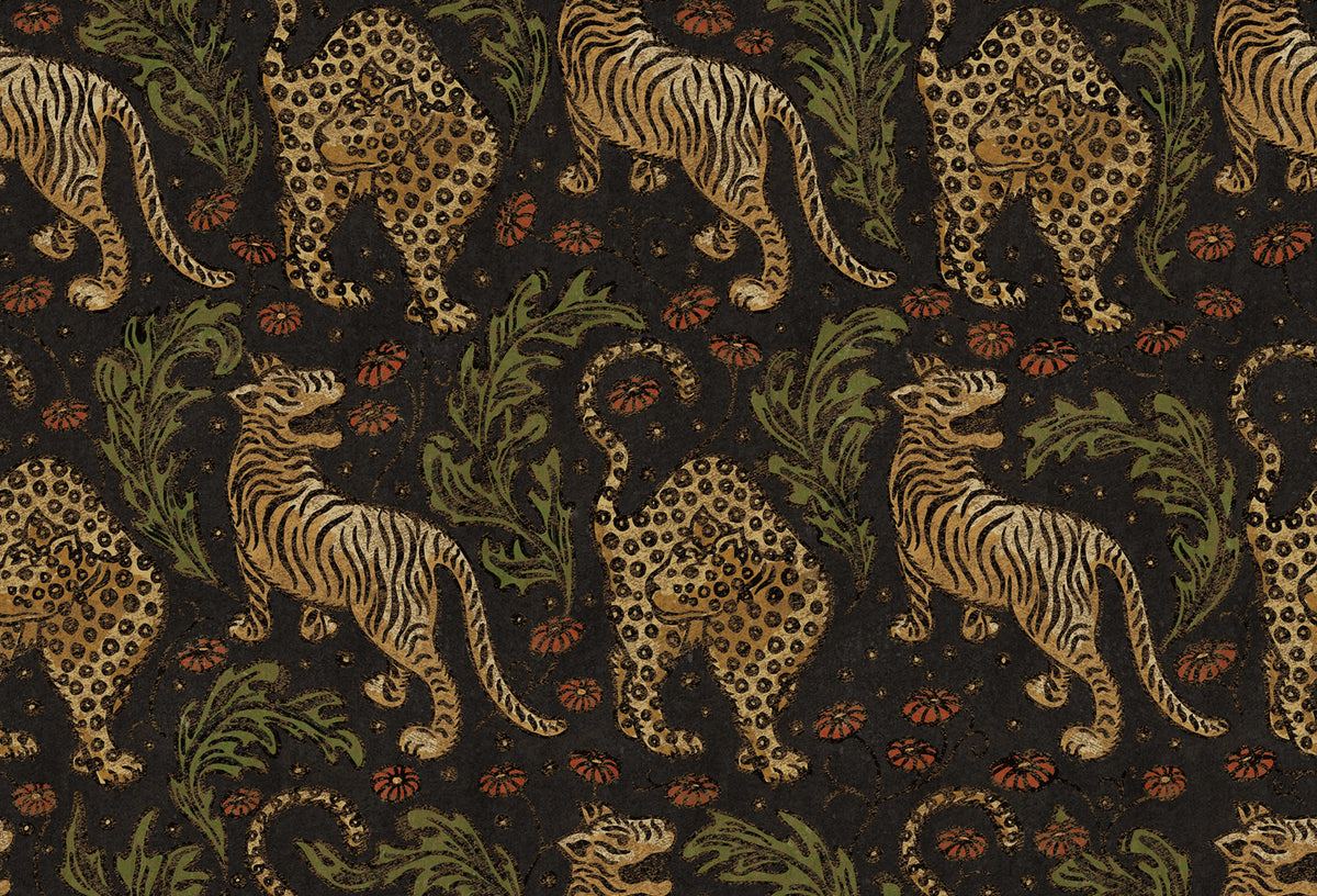 Bold Tigers, Black Mural Wallpaper - pure wallpaper artwork