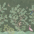 Monkeys Paradise, Sage Green Mural Wallpaper - pure wallpaper artwork