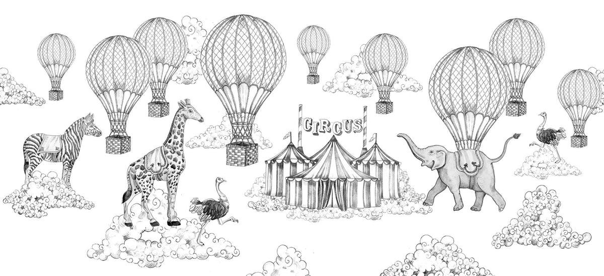 Circus Horizon, Graphite Mural Wallpaper - pure wallpaper artwork