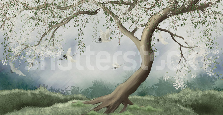 Tree of Dreams, White Mural Wallpaper