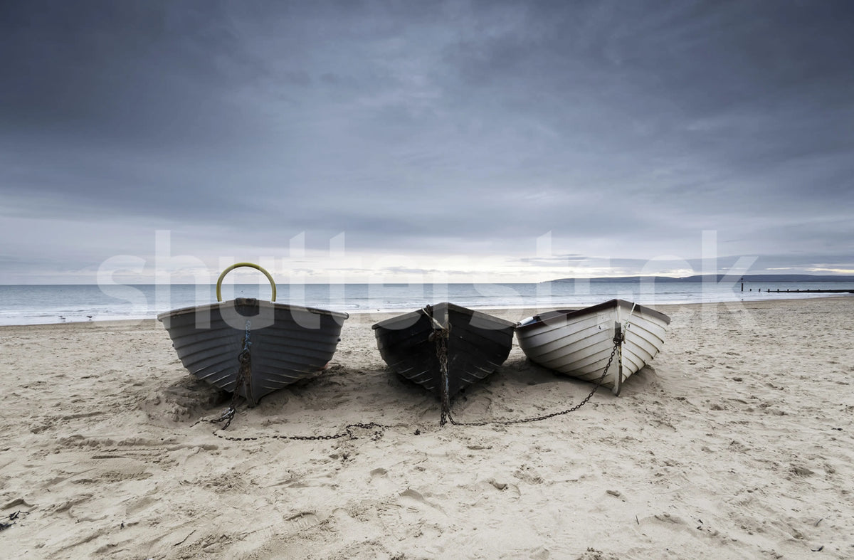 Boats in a Row Mural Wallpaper - pure wallpaper artwork