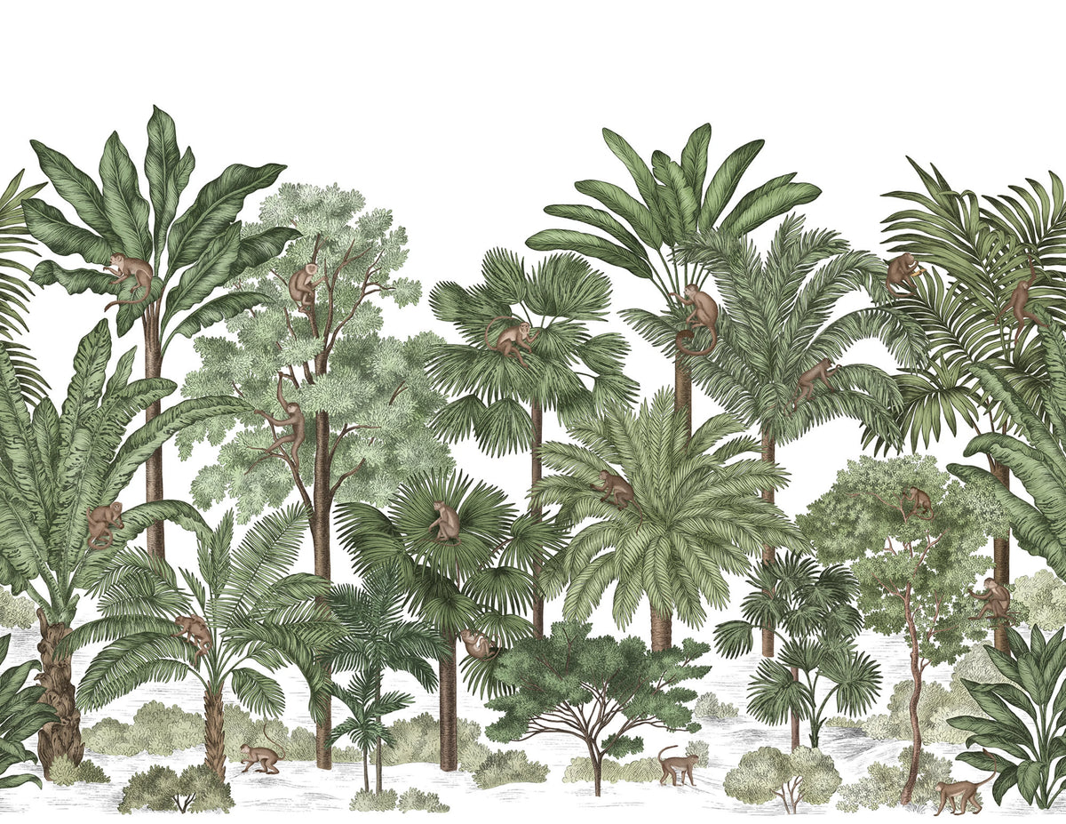Tropical Bellewood, Monkeys Mural Wallpaper - pure wallpaper artwork