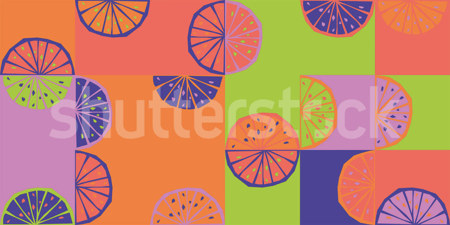 Lemon Slices, Neon Mural Wallpaper