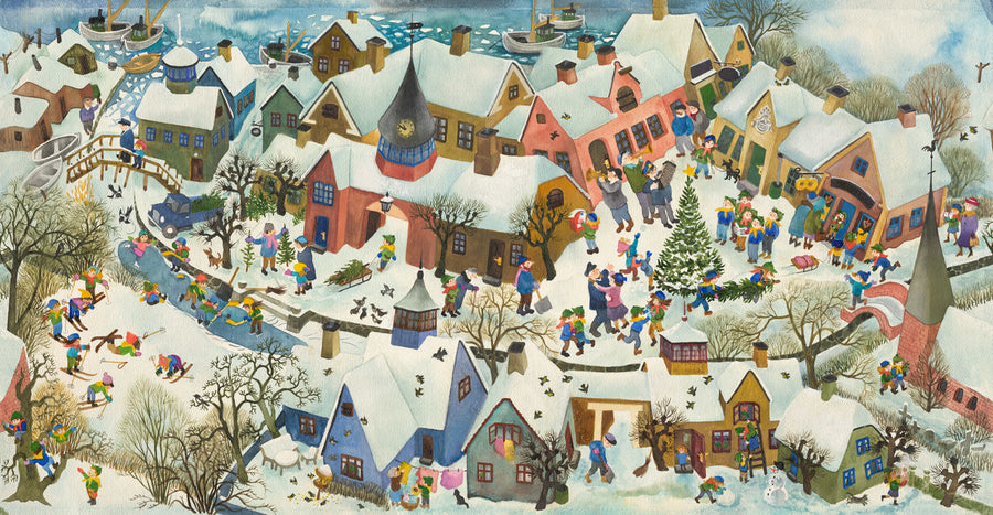 Friendly Town, Winter Mural Wallpaper