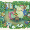 Rabbit Family, Green Mural Wallpaper - pure wallpaper artwork