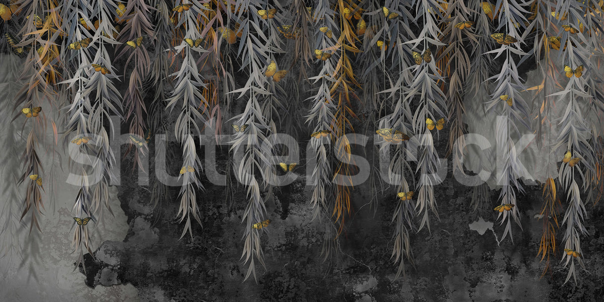 Golden Butterflies, Night Mural Wallpaper - pure wallpaper artwork