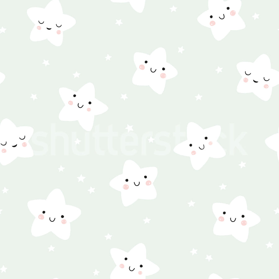 Cute Stars, Mint Mural Wallpaper