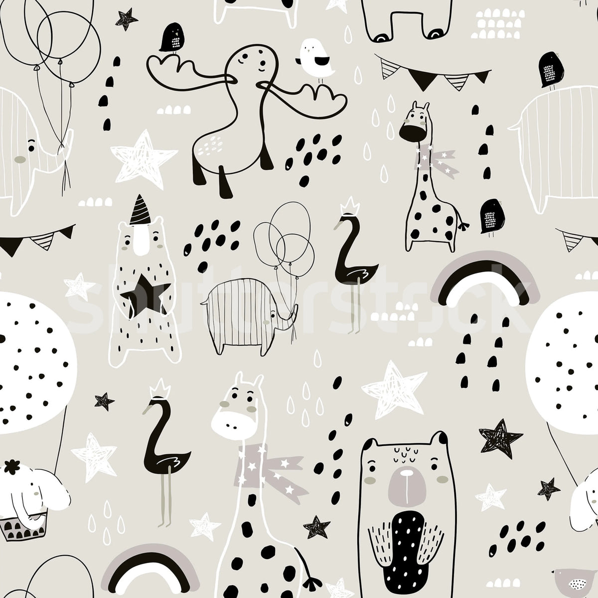 Happy Animals, Gray Mural Wallpaper - pure wallpaper artwork