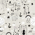 Happy Animals, Gray Mural Wallpaper - pure wallpaper artwork