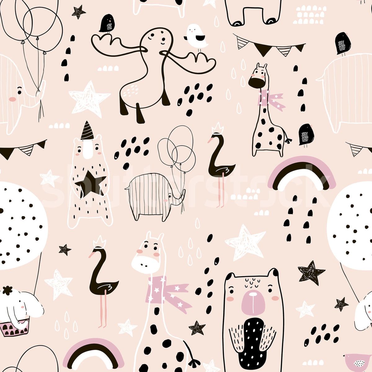 Happy Animals, Pink Mural Wallpaper - pure wallpaper artwork