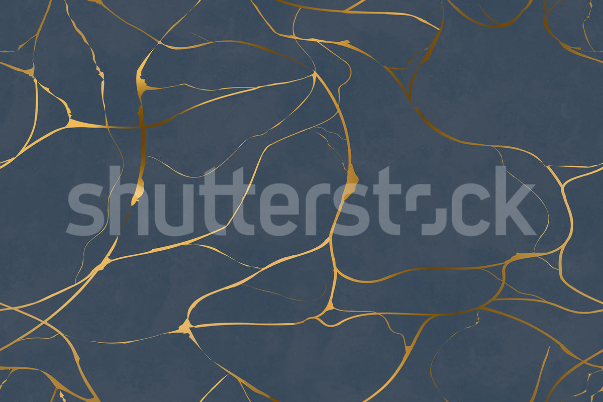 Gold Swirl, Dark Blue Mural Wallpaper - pure wallpaper artwork