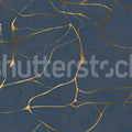 Gold Swirl, Dark Blue Mural Wallpaper - pure wallpaper artwork