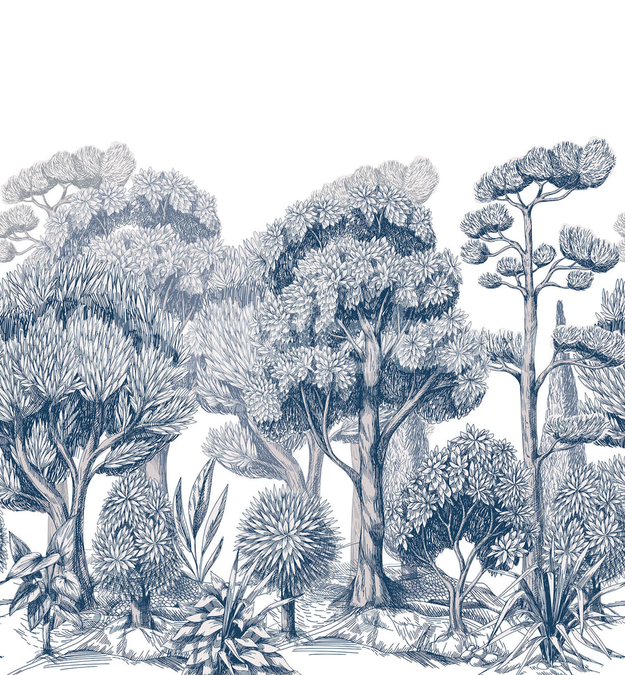 Forest Park, Blue Mural Wallpaper