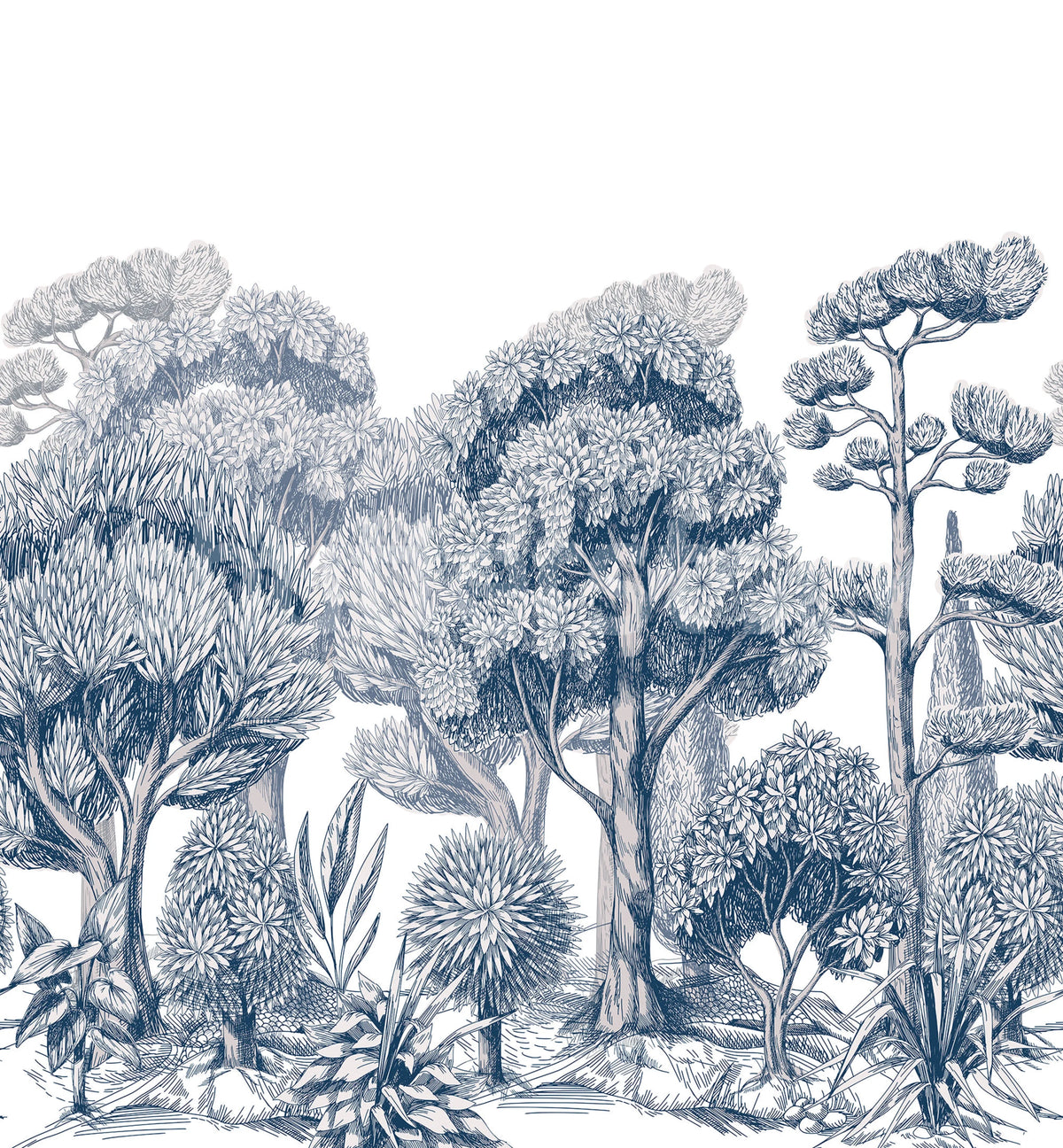 Forest Park, Blue Mural Wallpaper - pure wallpaper artwork