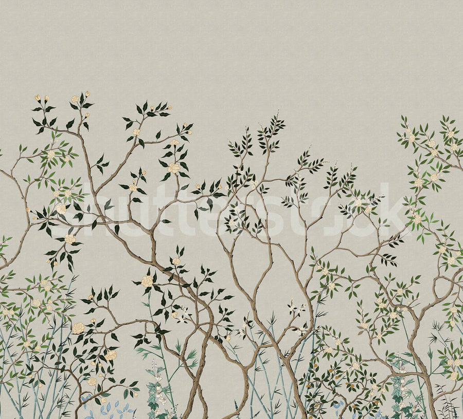 Chinoiserie Trees Mural Wallpaper