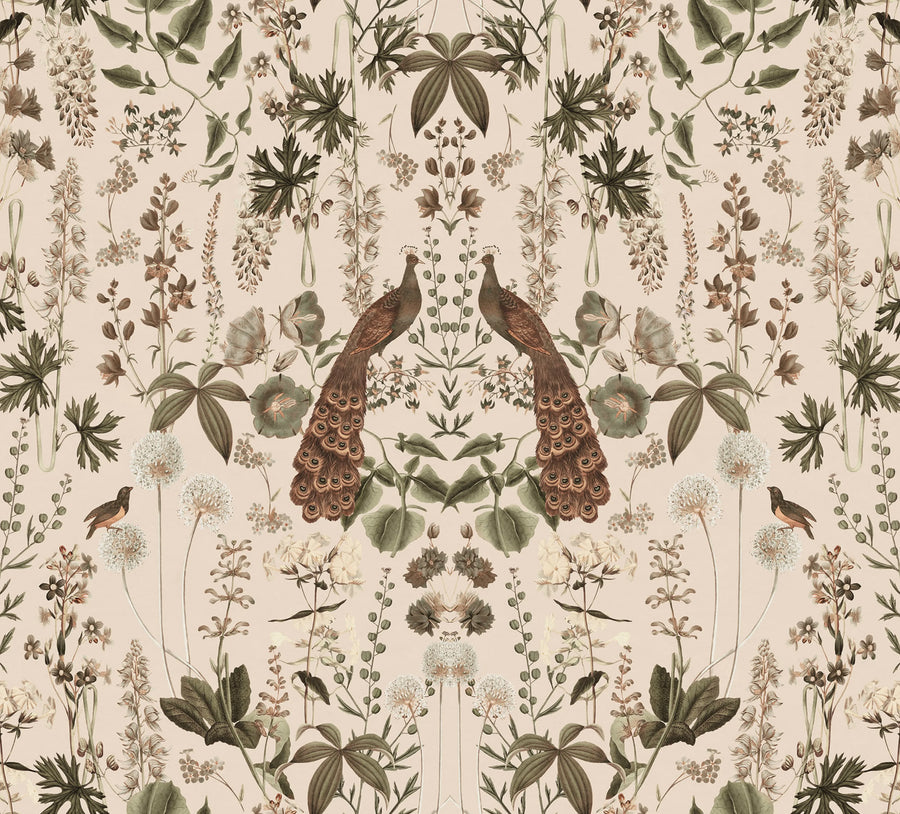 Peacock Garden, Sand Mural Wallpaper