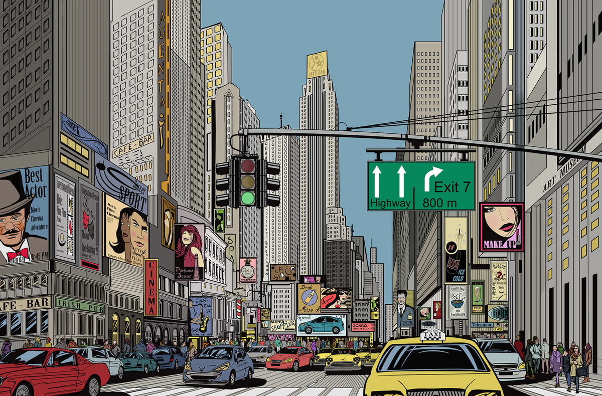 Cartoon City Kids, Colorful Mural Wallpaper - pure wallpaper artwork