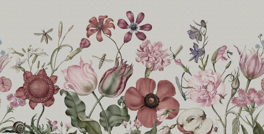 Wild Flowers, Vintage Mural Wallpaper