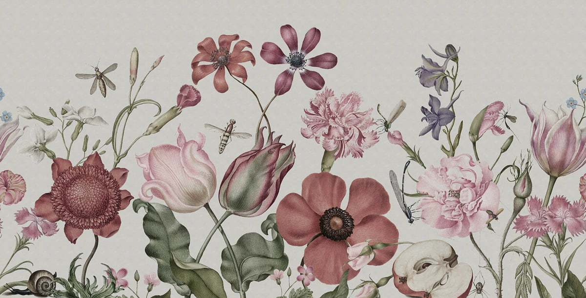 Wild Flowers, Vintage Mural Wallpaper - pure wallpaper artwork