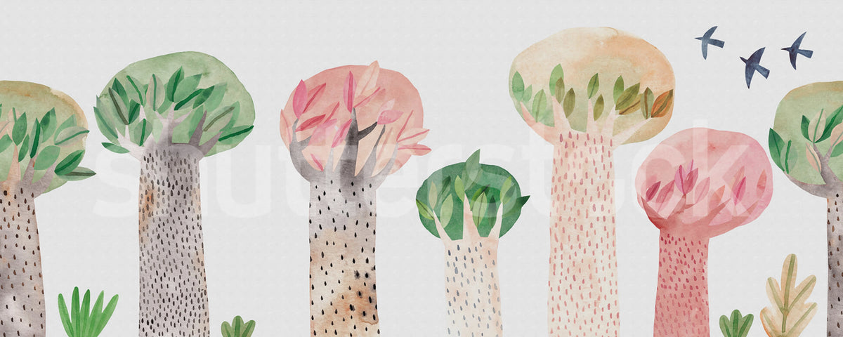 Watercolor Garden Mural Wallpaper - pure wallpaper artwork