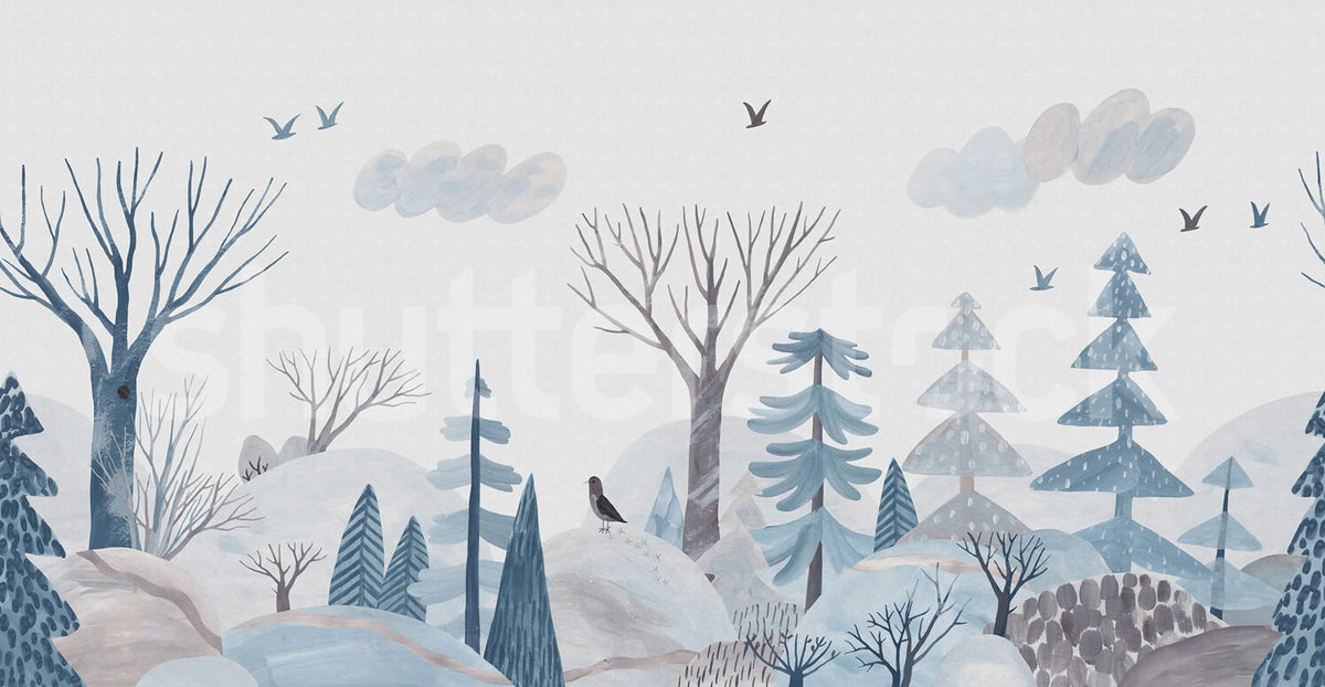 Winter Woods Mural Wallpaper - pure wallpaper artwork