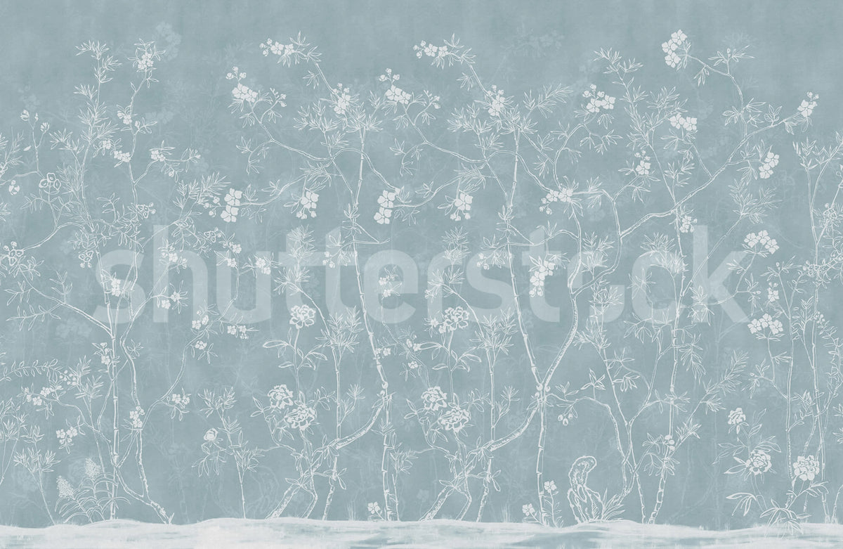 Soft Chinoiserie, Baby Blue Mural Wallpaper - pure wallpaper artwork
