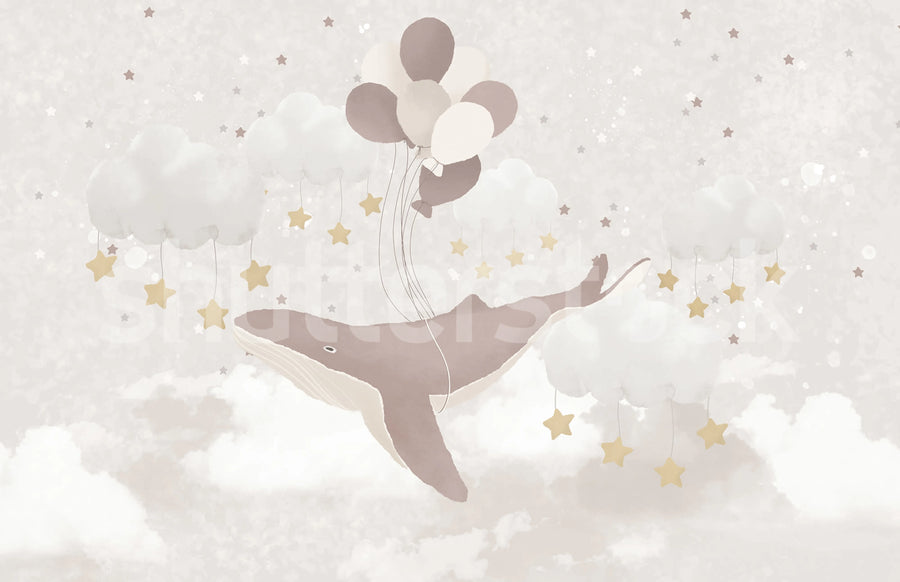 Dreamy Whale Mural Wallpaper
