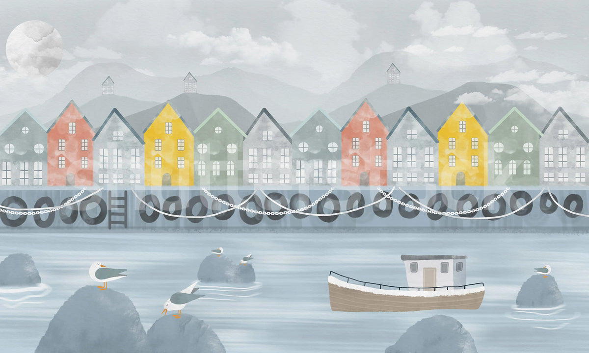 Port Village Mural Wallpaper - pure wallpaper artwork