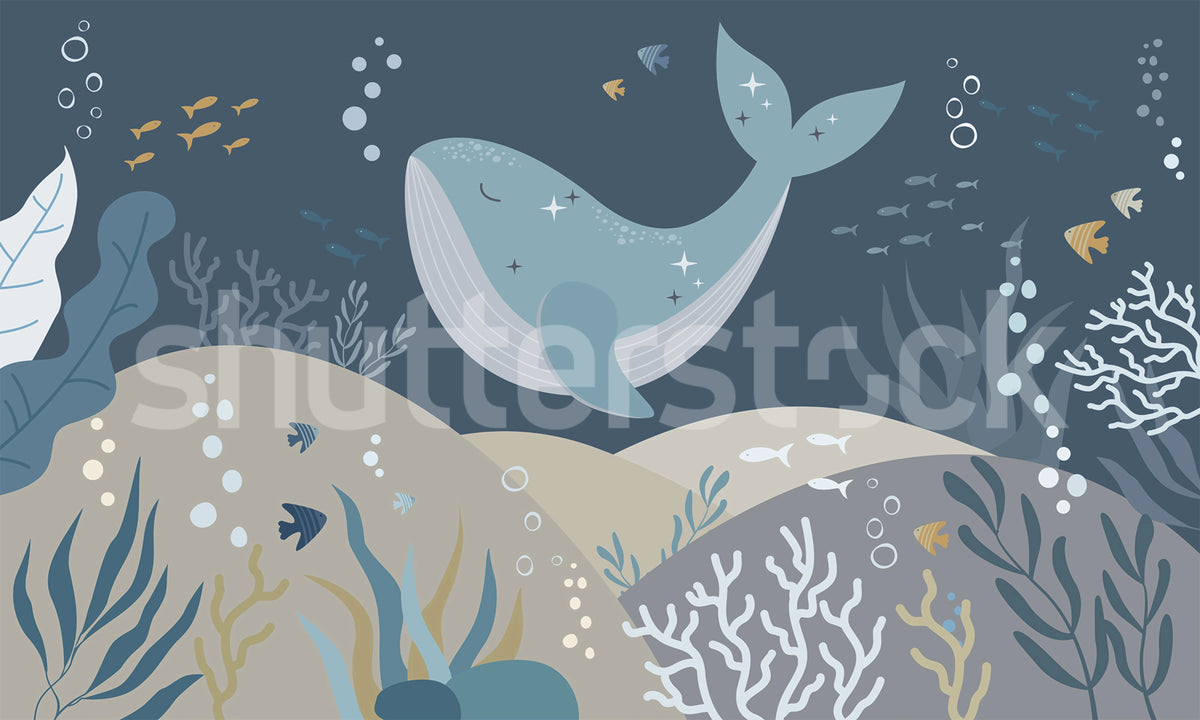 Blue Whale Mural Wallpaper - pure wallpaper artwork