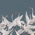 Soaring Cranes, Blue Mural Wallpaper - pure wallpaper artwork