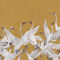 Soaring Cranes, Yellow Mural Wallpaper - pure wallpaper artwork
