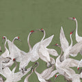 Soaring Cranes, Green Mural Wallpaper - pure wallpaper artwork