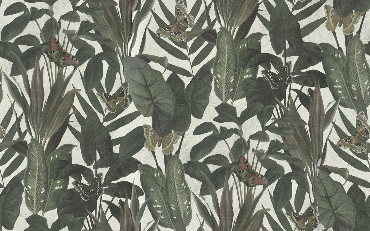 Mischievous Butterflies, Green Mural Wallpaper - pure wallpaper artwork