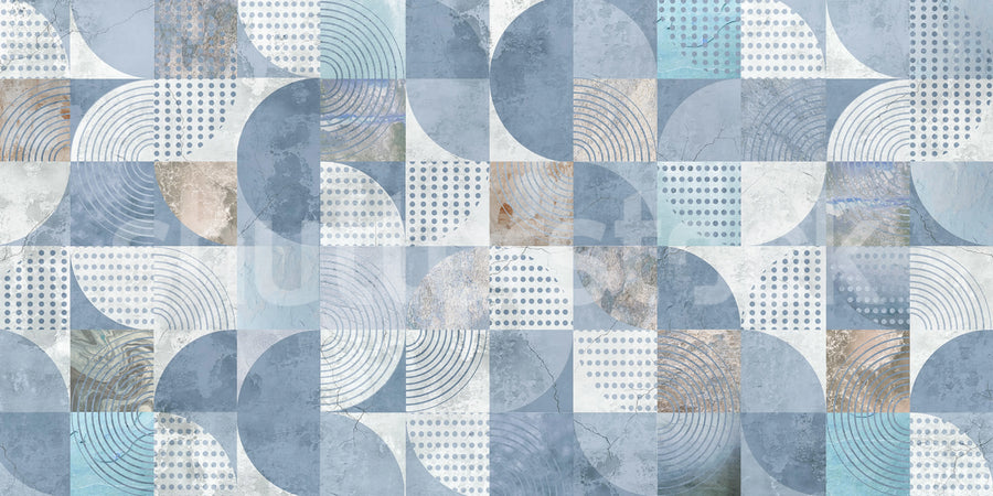 Multi Blocks, Soft Blue Mural Wallpaper