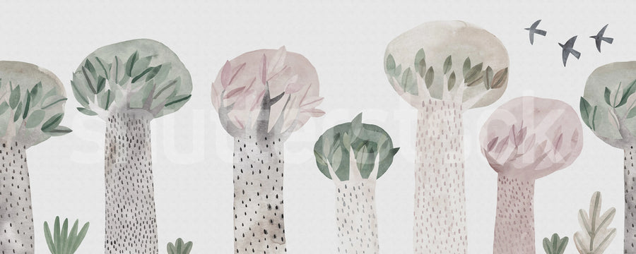 Watercolor Garden, Pastel Mural Wallpaper