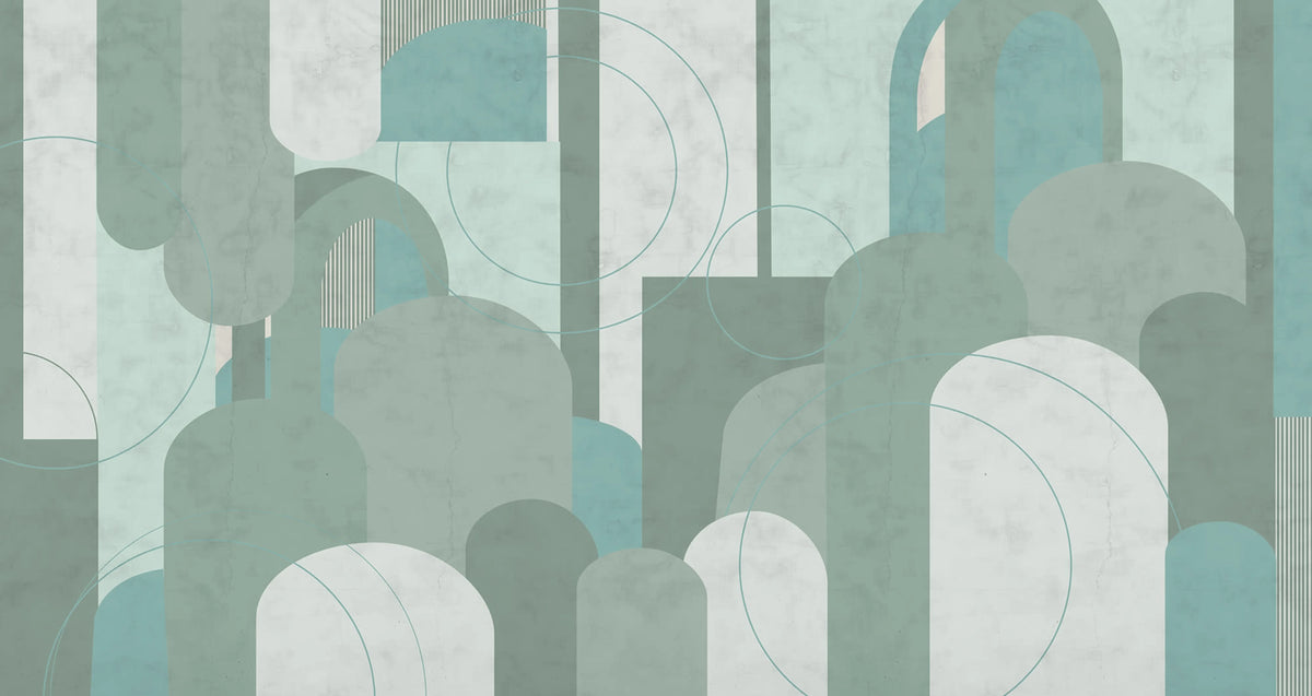 Lovely Arches, Green Mural Wallpaper - pure wallpaper artwork