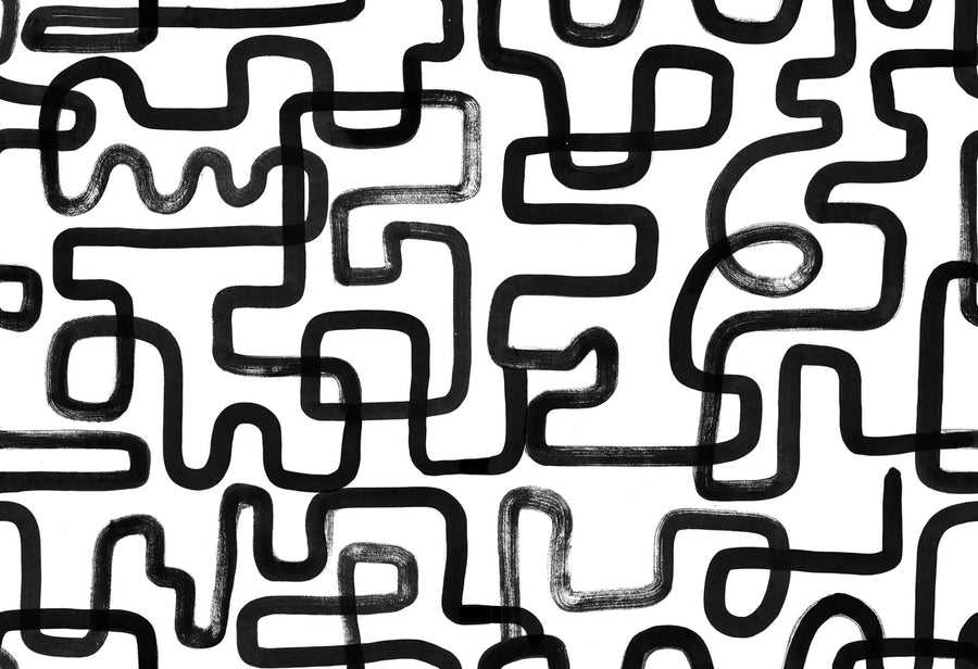 Artzy Lines, Graphite Mural Wallpaper