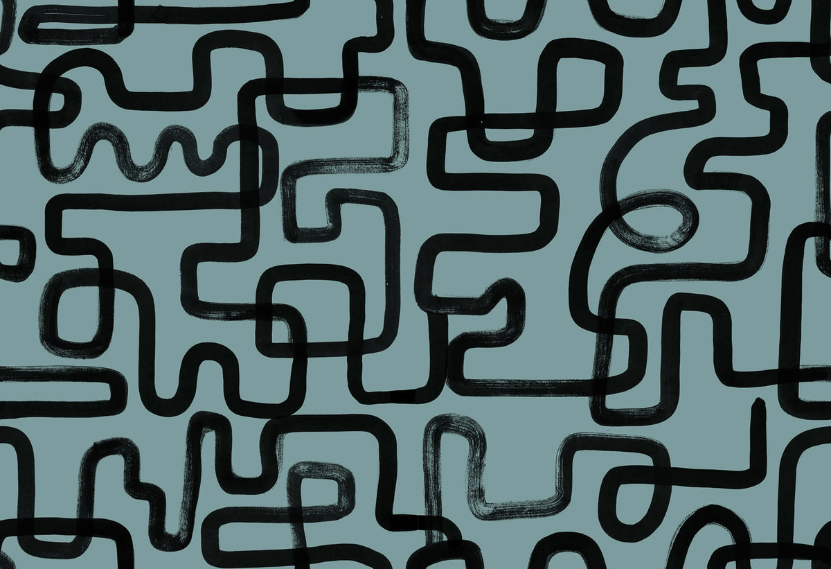 Artzy Lines, Petrol Mural Wallpaper - pure wallpaper artwork
