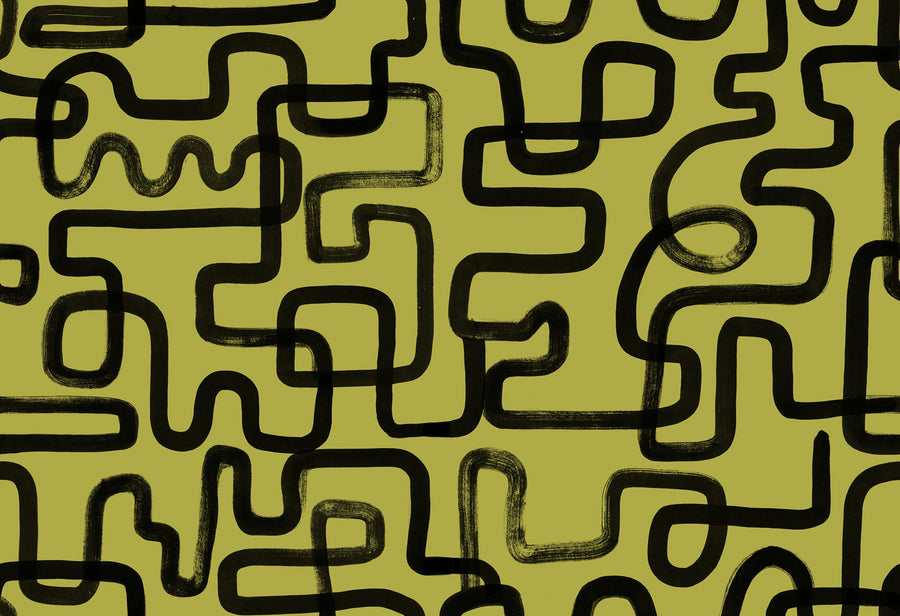 Artzy Lines, Yellow Mural Wallpaper