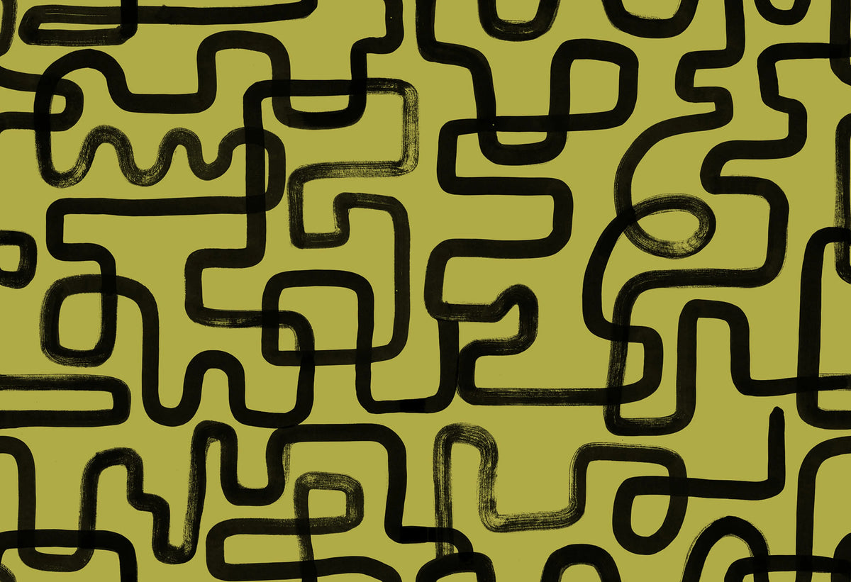 Artzy Lines, Yellow Mural Wallpaper - pure wallpaper artwork