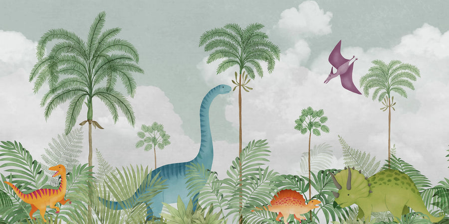 Dinosaur World, Green Mural Wallpaper
